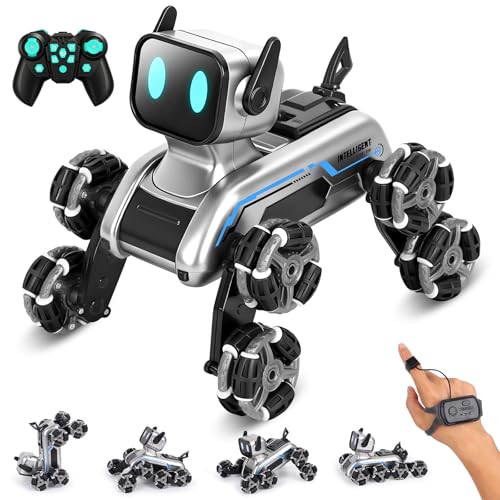 HuiJuKeJi Interactive Robot Dog RC Stunt Car Gesture Sensing  24Ghz Remote Control Cars Mecanum Wheels LED Eyes with Music Rechargeable for Extended IndoorOutdoor Fun Gift for Kids 612 - Image 1