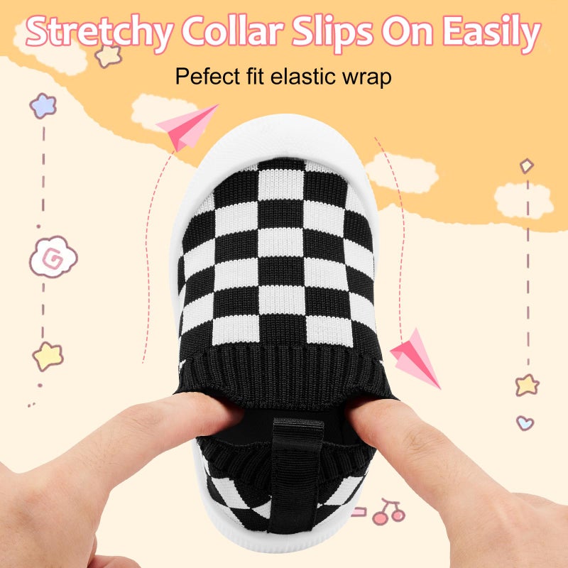 VIFUUR Baby Shoes Girls Boys Toddler Sneakers Non-Slip First Walkers Shoes for Babies Low Top Black Board Size 6-12 Months Infant - Image 5