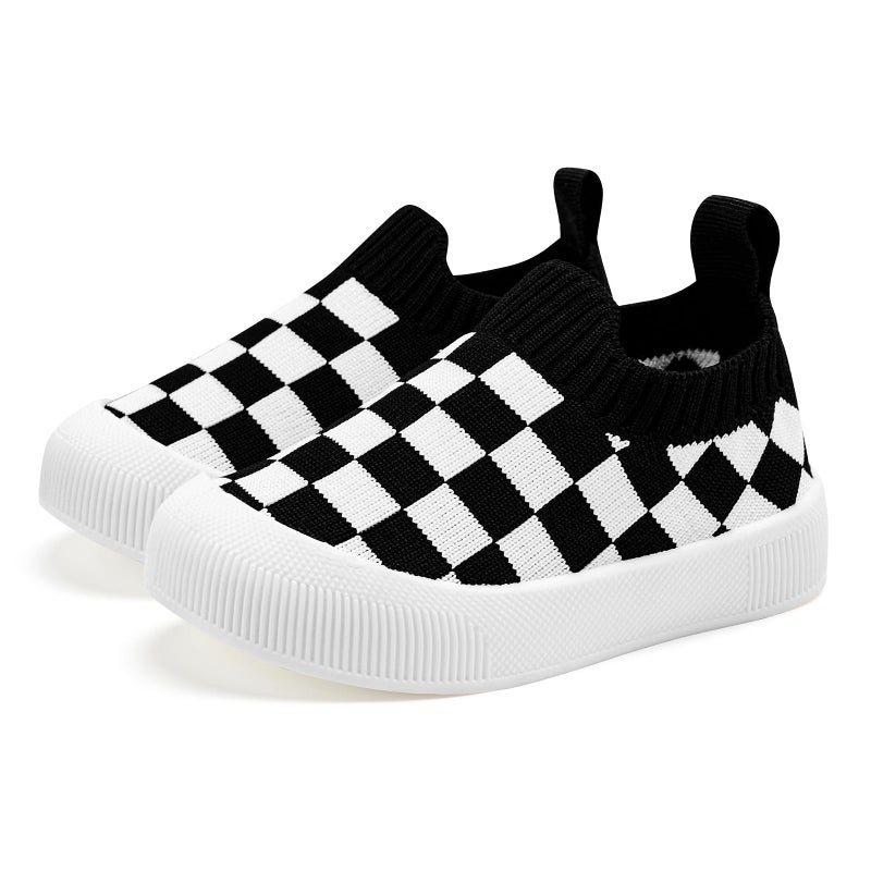 VIFUUR Baby Shoes Girls Boys Toddler Sneakers Non-Slip First Walkers Shoes for Babies Low Top Black Board Size 6-12 Months Infant - Image 1