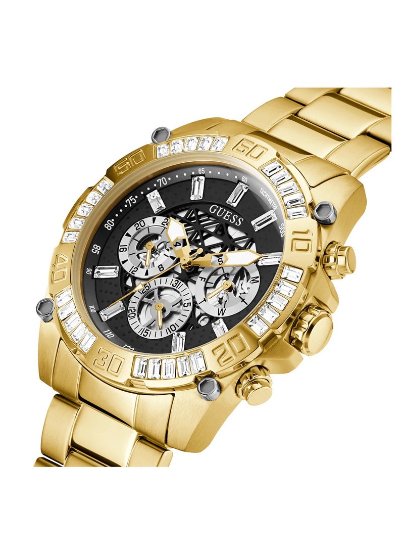 GUESS ساعة جيس تروفي للرجال 46 ملم كوارتز ذهبية بمادة PVD GW0390G2  - Image 3