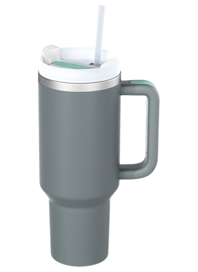 Raxoom - Stainless Steel Vacuum Insulated Tumbler with Lid and Straw for Water, Iced Tea or Coffee, Smoothie and More, Dark Grey Quartz, 40 oz - Image 1