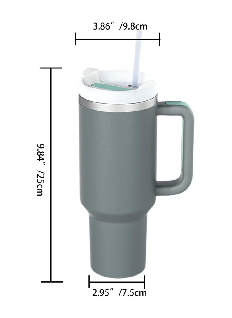 Raxoom - Stainless Steel Vacuum Insulated Tumbler with Lid and Straw for Water, Iced Tea or Coffee, Smoothie and More, Dark Grey Quartz, 40 oz - Image 1