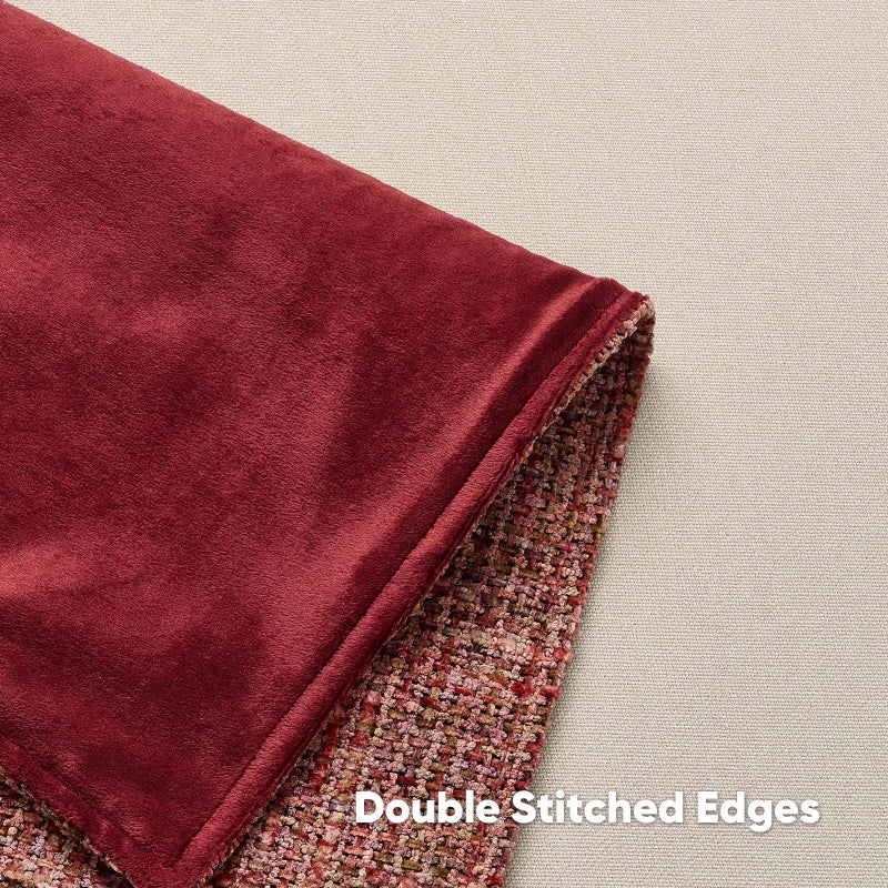FUTEI Burgundy Decorative Throw Pillow Covers 18x18 Inch Set of 2,Soft Chenille Tweed Textured Cushion Case,Modern Home Decor for Couch Bed Living Room - Image 4