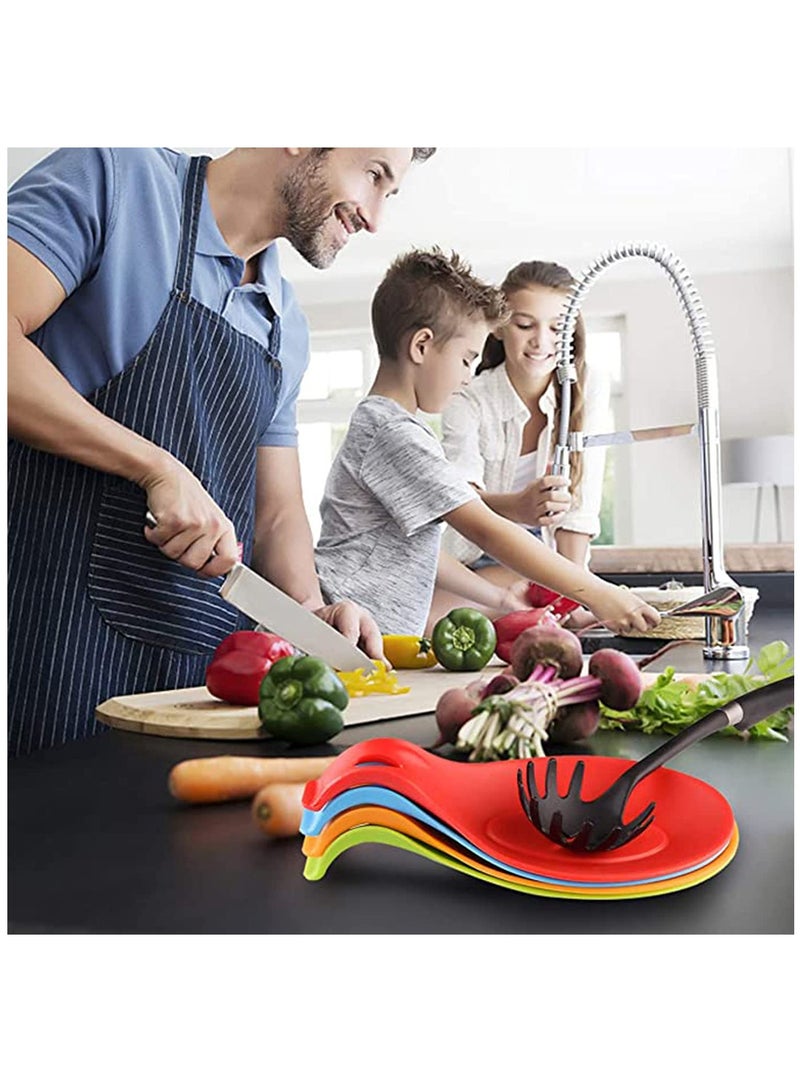 KASTWAVE Kitchen Silicone Spoon Rest, Flexible Almond-shaped, Silicone Kitchen Utensil Rest Ladle Spoon Holder Set of 4 - Image 3
