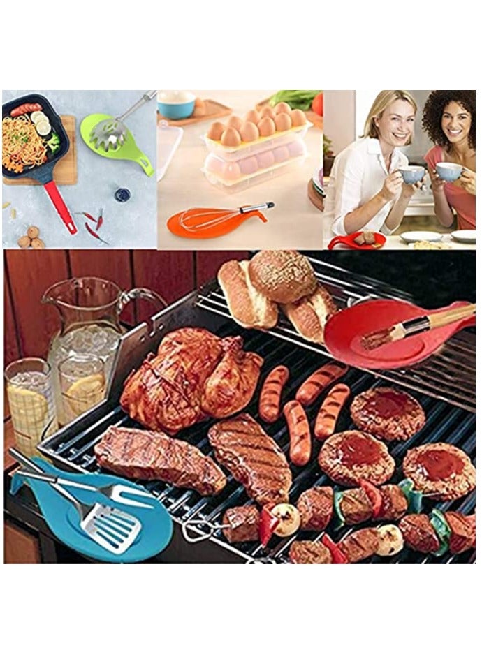 KASTWAVE Kitchen Silicone Spoon Rest, Flexible Almond-shaped, Silicone Kitchen Utensil Rest Ladle Spoon Holder Set of 4 - Image 5