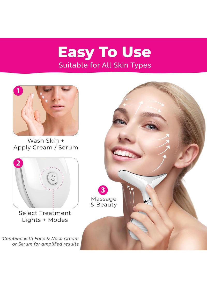 XiuWoo Face Neck Device Facial Massager, True Beauty Glow, Skin Care, Double Chin Reducer, Face Lift Device, Face Sculpting Tool, Gua Sha Facial Tools, 7-in-1 L-E-D Colors, White - Image 2