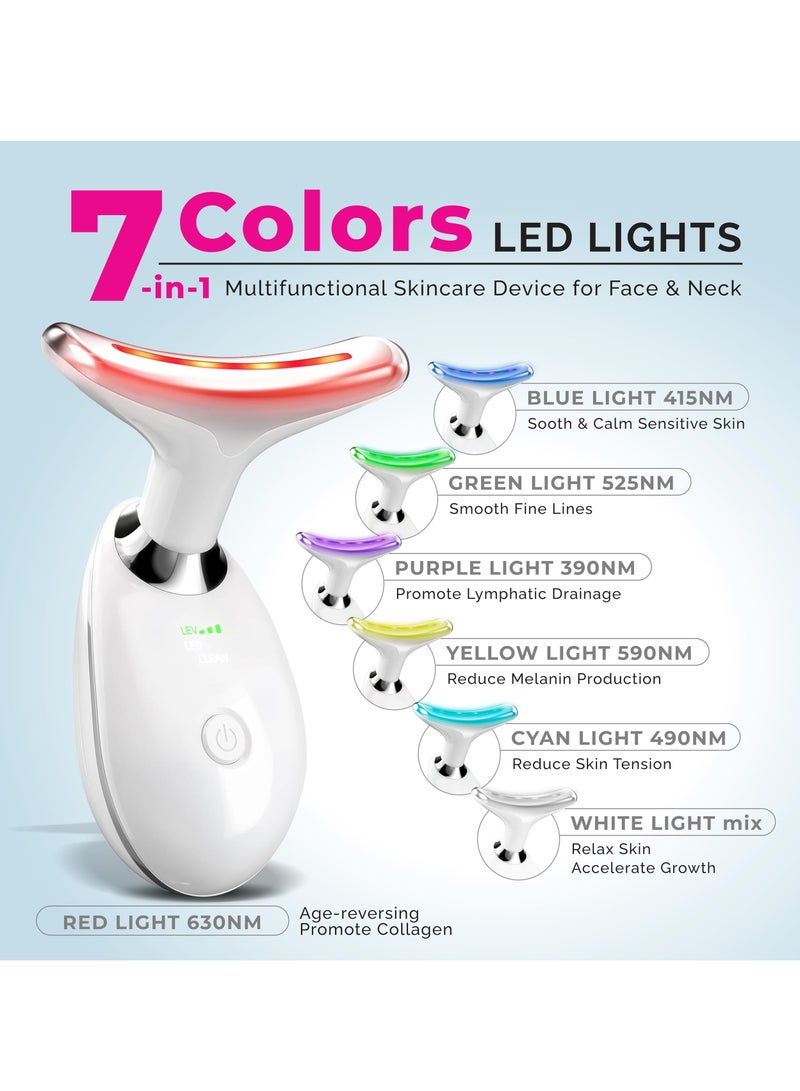 XiuWoo Face Neck Device Facial Massager, True Beauty Glow, Skin Care, Double Chin Reducer, Face Lift Device, Face Sculpting Tool, Gua Sha Facial Tools, 7-in-1 L-E-D Colors, White - Image 5