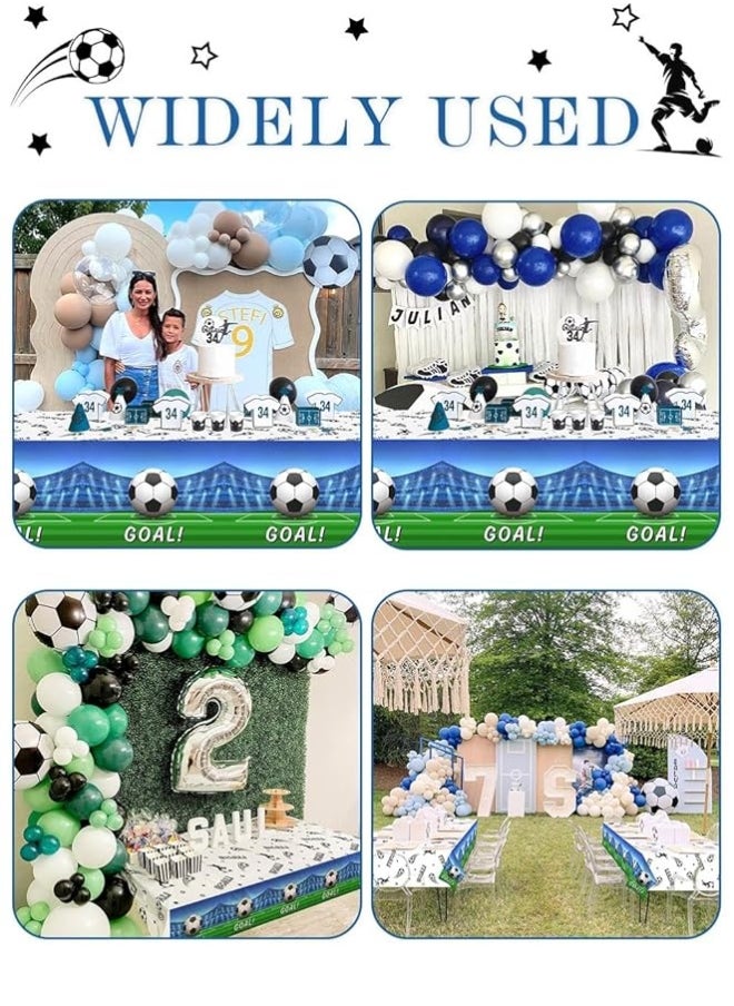 Heboland - 3 Pieces Soccer Party Table Cloth,Large Size 54 x 108 Inch Rectangular Soccer Tablecloth Plastic Table Cover for Men Boys Birthday Party Decorations - Image 1
