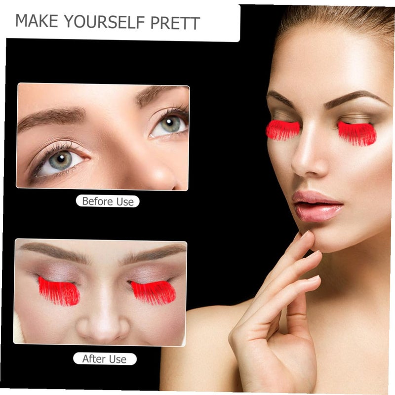 5 Pairs Halloween Makeup False Eyelashes Long Crimson Show Lashes Dense False Eyelashes for Women Stage Costume - Image 3