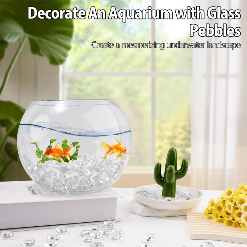 Meschett 1 Lb Clear Glass Marbles  Transparent And Smooth Flat Glass Beads For Vases  Mosaic Gem Pebbles For Aquarium Decor  Floral Arrangements  Mancala Stones  Vase Filler And Crafts (Approx. 80-100 Pcs) - Image 4