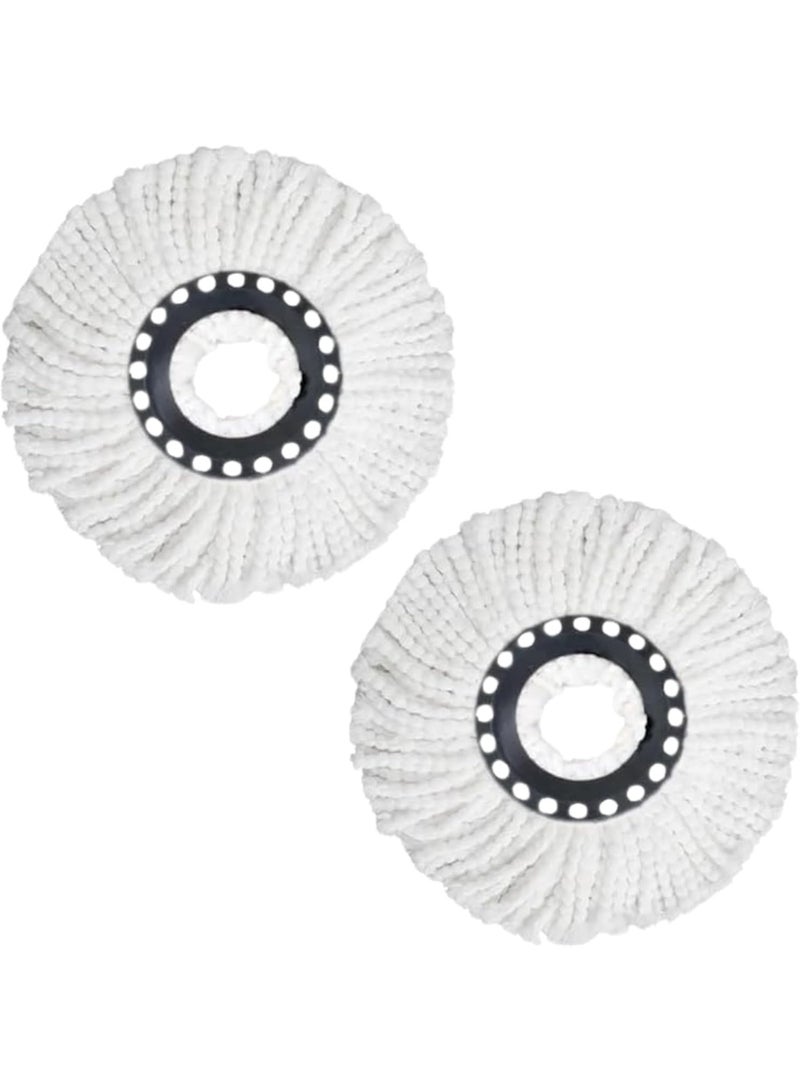 Premium Quality Spin Mop Replacement Round Head Refill Compatible Microfiber Swivel Mop Refill,Deep Clean,Machine Washable and Easy to Replace Pack of 2 (Foot Pedal Model Head) - Image 1