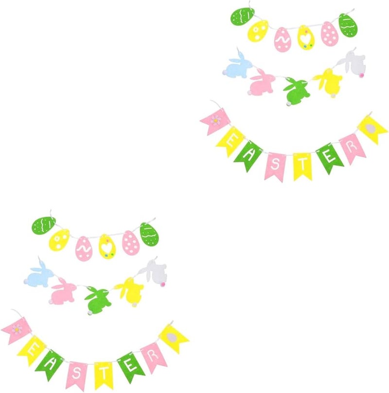 Easter Felt Bunny Egg Banner Set DIY Spring Party Home Decorations 6 Pcs - Image 1