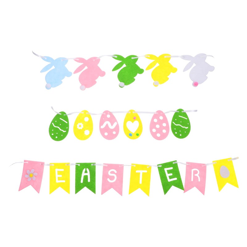 Easter Felt Bunny Egg Banner Set DIY Spring Party Home Decorations 6 Pcs - Image 4