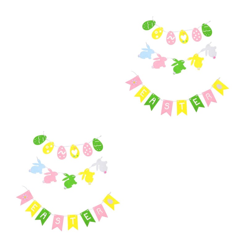 Easter Felt Bunny Egg Banner Set DIY Spring Party Home Decorations 6 Pcs - Image 2