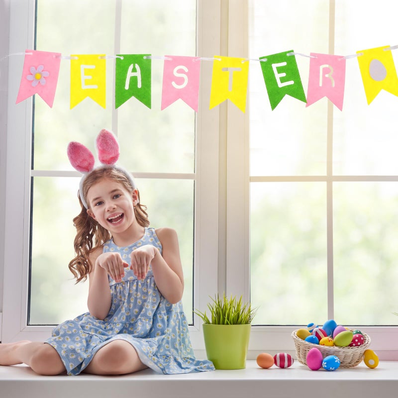 Easter Felt Bunny Egg Banner Set DIY Spring Party Home Decorations 6 Pcs - Image 3