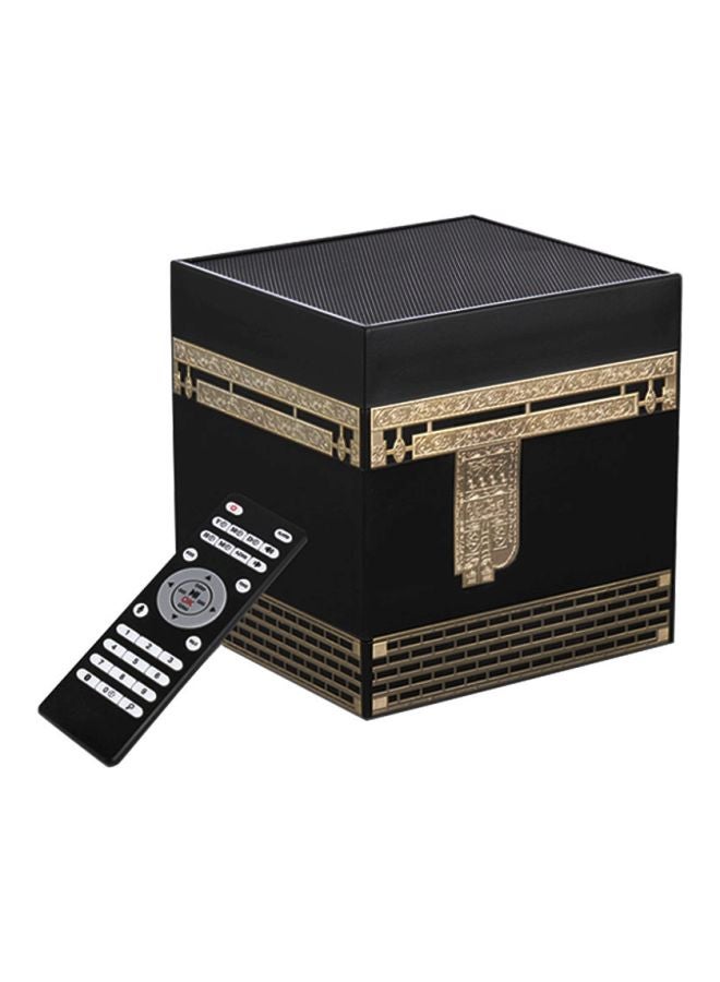 سندس مكبر صوت لاسلكي محمول للقرآن الكريم مع جهاز تحكم عن بعد أسود/ذهبي - Image 2