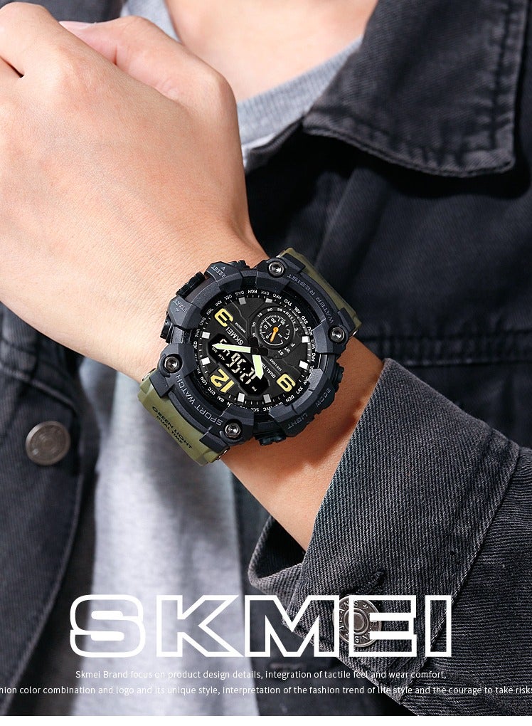 SKMEI Cool Men's Outdoor Sports Watch - Large Dial Multifunction - Waterproof Electronic Watch - Green  - Image 2