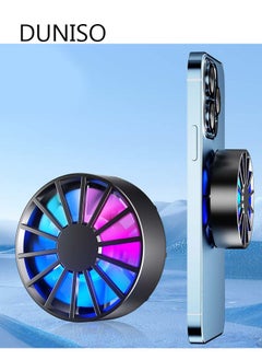 DUNISO Magnetic Mobile Phone Radiator Cell Phone Cooler Portable Phone Radiator With Light Mobile Phone Cooling Fans Cellphone Cooling Fan Accessories for Game Player Tiktok Outdoor  - Image 1