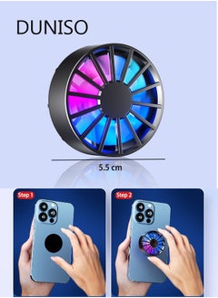 DUNISO Magnetic Mobile Phone Radiator Cell Phone Cooler Portable Phone Radiator With Light Mobile Phone Cooling Fans Cellphone Cooling Fan Accessories for Game Player Tiktok Outdoor  - Image 3