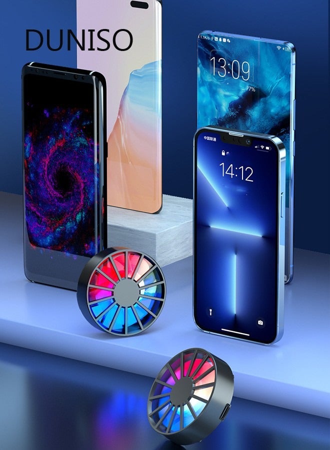 Magnetic Mobile Phone Radiator Cell Phone Cooler Portable Phone Radiator With Light Mobile Phone Cooling Fans Cellphone Cooling Fan Accessories for Game Player Tiktok Outdoor