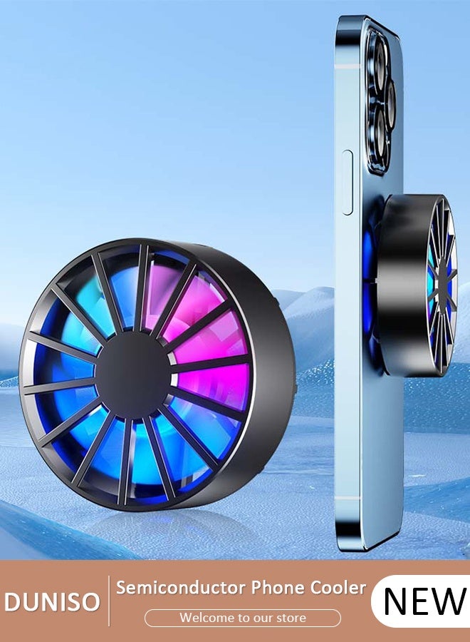 DUNISO Magnetic Mobile Phone Radiator Cell Phone Cooler Portable Phone Radiator With Light Mobile Phone Cooling Fans Cellphone Cooling Fan Accessories for Game Player Tiktok Outdoor - Image 1
