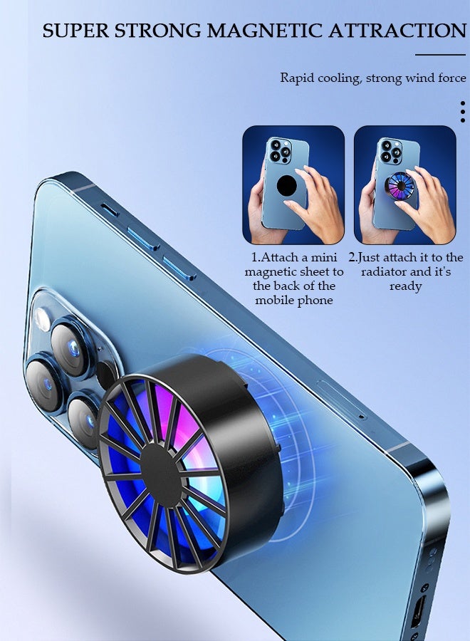 DUNISO Magnetic Mobile Phone Radiator Cell Phone Cooler Portable Phone Radiator With Light Mobile Phone Cooling Fans Cellphone Cooling Fan Accessories for Game Player Tiktok Outdoor - Image 3