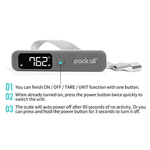 pack all 110 Lbs Luggage Scale, Digital Handheld Luggage Scale, Travel Weight Scale for Luggage with Backlit LCD Display, Battery Included (Grey) - Image 4