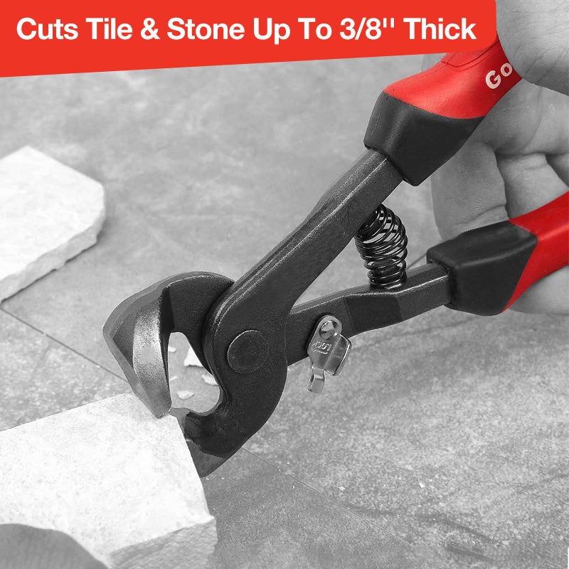 Goldblatt 2 Piece Glass Tile Nippers Set - Heavy Duty Wheeled Glass Mosaic Nipper & Hd Ceramic Tile Nipper, Tile Cutter Pliers Soft-grip Handle - Shapping Plier, Nipper Cutting Tools, Stone, Metal - Image 5