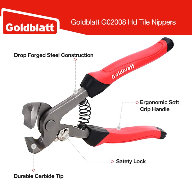 Goldblatt 2 Piece Glass Tile Nippers Set - Heavy Duty Wheeled Glass Mosaic Nipper & Hd Ceramic Tile Nipper, Tile Cutter Pliers Soft-grip Handle - Shapping Plier, Nipper Cutting Tools, Stone, Metal - Image 3