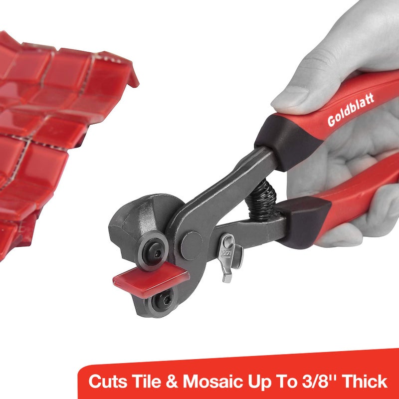 Goldblatt 2 Piece Glass Tile Nippers Set - Heavy Duty Wheeled Glass Mosaic Nipper & Hd Ceramic Tile Nipper, Tile Cutter Pliers Soft-grip Handle - Shapping Plier, Nipper Cutting Tools, Stone, Metal - Image 4