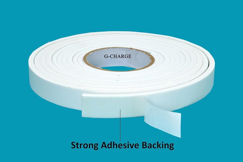 G-Charge Single Sided High Density Self Adhesive Gasket Tape, Weather Stripping Doors and Window Insulation Soundproofing, Foam Sealing Tape White, (1"(W) x 1/4"(T) x 5 Mtr(L), White) - Image 3