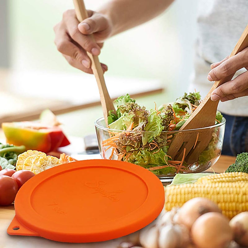 Sophico Round Silicone Storage Cover Lids Replacement For Anchor Hocking And Pyrex 7402-Pc 6/7 Cup Glass Bowls (Container Not Included) (Orange - 1 Pack) - Image 4