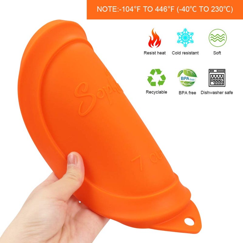 Sophico Round Silicone Storage Cover Lids Replacement For Anchor Hocking And Pyrex 7402-Pc 6/7 Cup Glass Bowls (Container Not Included) (Orange - 1 Pack) - Image 2