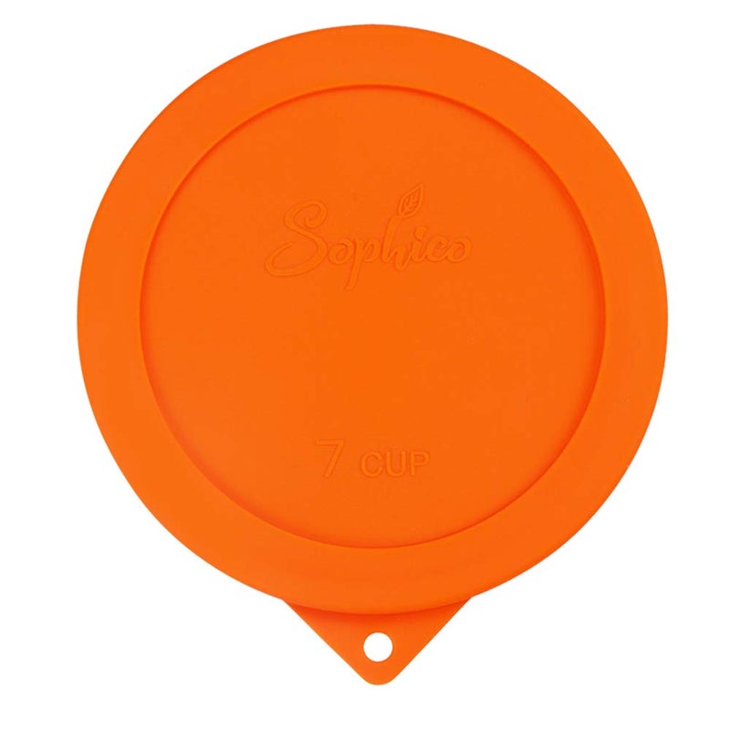 Sophico Round Silicone Storage Cover Lids Replacement For Anchor Hocking And Pyrex 7402-Pc 6/7 Cup Glass Bowls (Container Not Included) (Orange - 1 Pack) - Image 1
