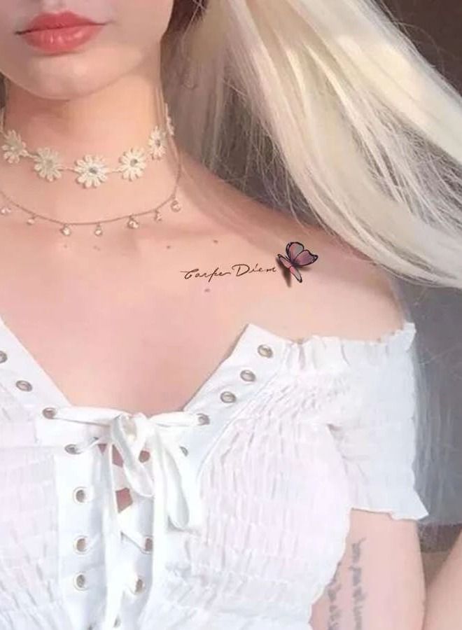 Four pieces of waterproof temporary tattoos with butterfly design in various shapes and colors - Image 2