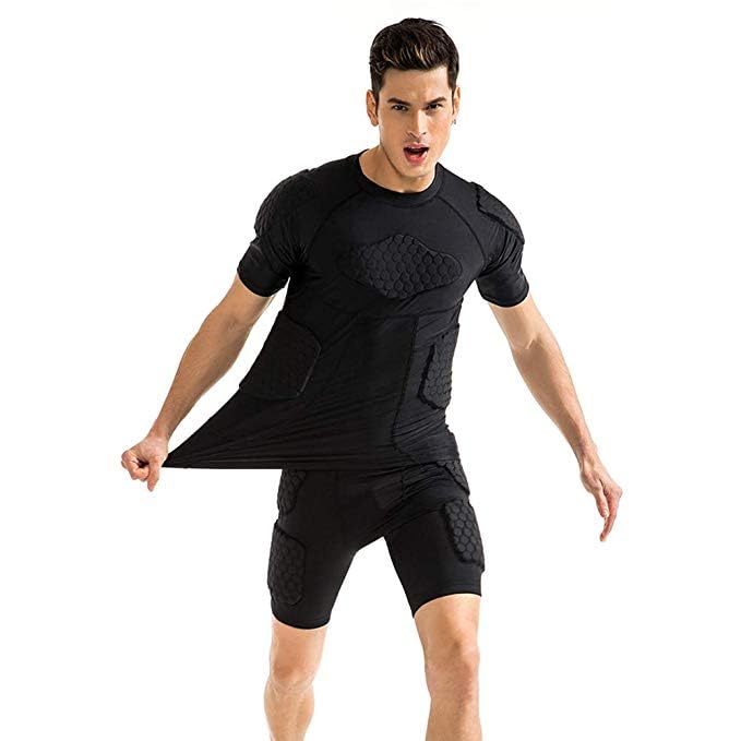 Jellybro Men's Padded Football Protective Gear Set Training Suit for Soccer Basketball Paintball Rib Protector (Blackduanxiutw, Medium) - Image 2