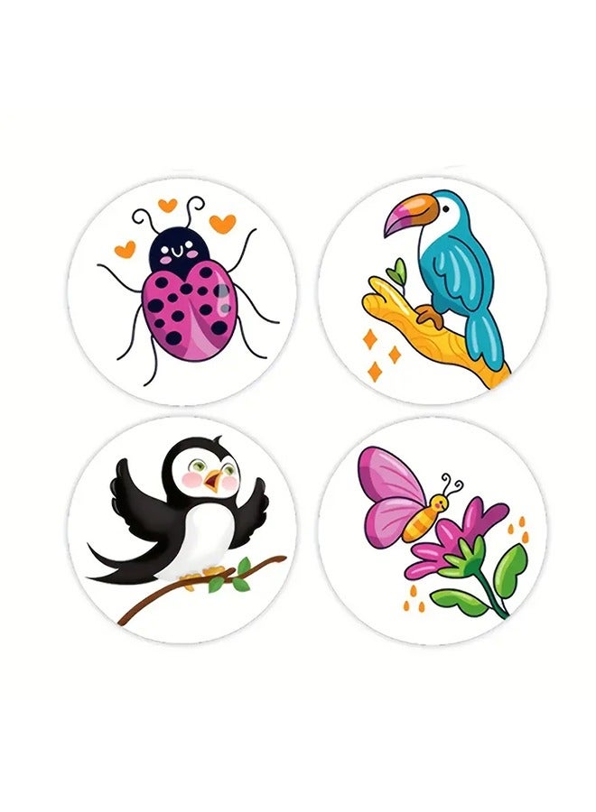 500Pcs Cute Cartoon Stickers for Kids, 1Inch Roll Children Reward Encouragement Stickers Packaging Sealing Stickers Scrapbooking Adhesive Stickers for Holiday Party Gift Decorations Labels, 8 Designs - Image 3