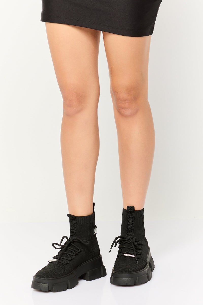 Women Alleny Slip On Mid Calf Boots, Black