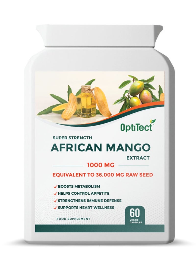 African Mango Extract | 60 Veggie Capsules | 1000mg Irvingia Gabonensis | Plant-Based Metabolism & Wellness Support