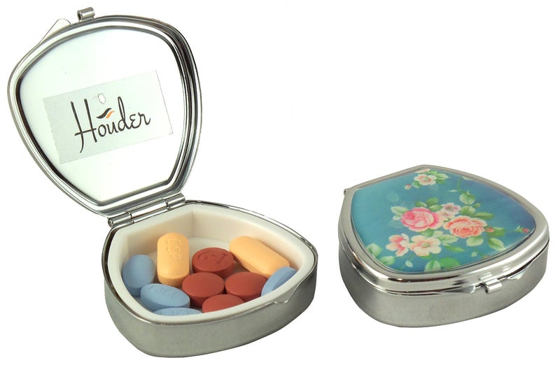 Houder Designer Pill Box by Houder - Decorative Pill Case with Gift Box - Carry Your Meds in Style (Roses) - Image 2