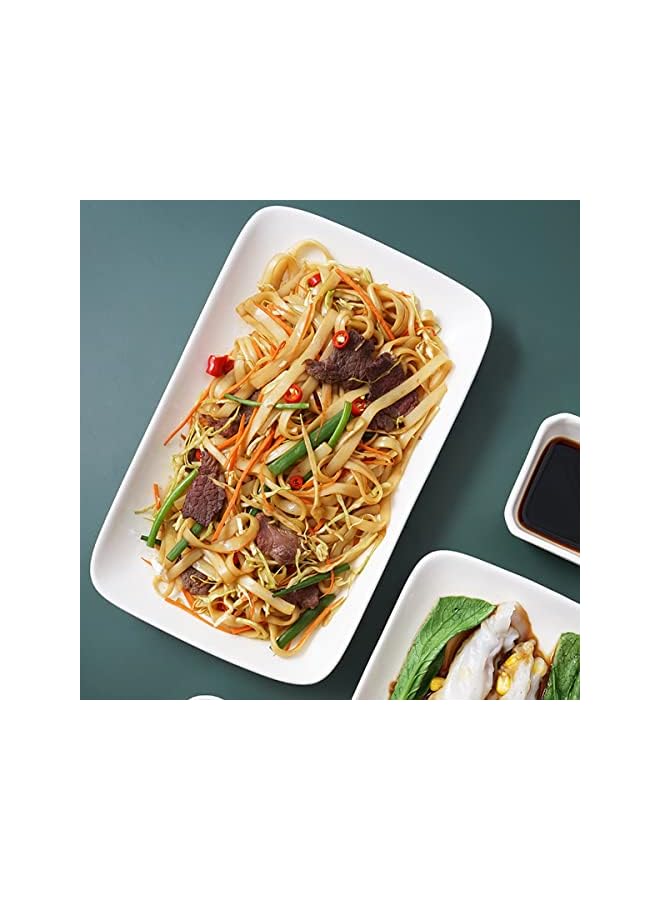 بروماس أطباق حلويات/سلطة مستطيلة خفيفة الوزن مقاس 8 بوصات، أطباق تقديم صغيرة من السيراميك للفاكهة والسلطة ومقبلات السوشي والمزيد - مجموعة من 6 أطباق، أبيض - Image 2