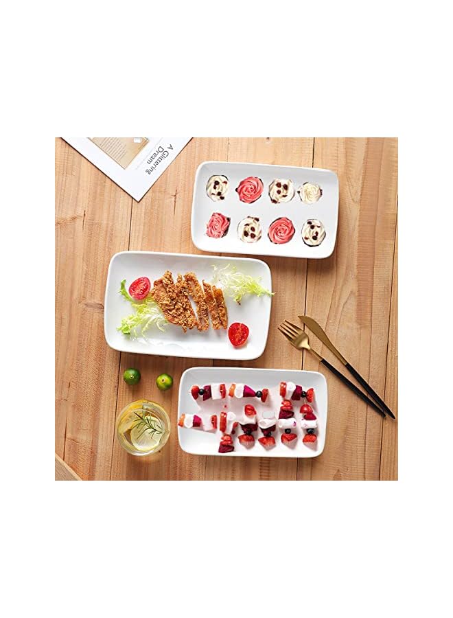 بروماس أطباق حلويات/سلطة مستطيلة خفيفة الوزن مقاس 8 بوصات، أطباق تقديم صغيرة من السيراميك للفاكهة والسلطة ومقبلات السوشي والمزيد - مجموعة من 6 أطباق، أبيض - Image 5