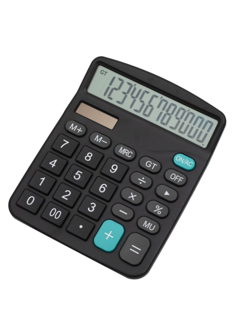 NOVOLAN NOVOLAN 12 Digit Calculator Basic Desktop Calculator Solar Practical Calculator Student Calculator Large Lcd Scientific Calculator Non-Slip Oblique View Key Sensitive Office School (Black)  - Image 1