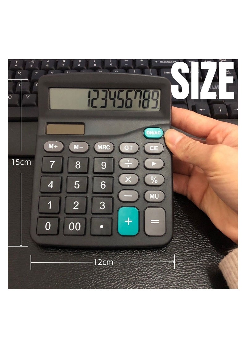 NOVOLAN NOVOLAN 12 Digit Calculator Basic Desktop Calculator Solar Practical Calculator Student Calculator Large Lcd Scientific Calculator Non-Slip Oblique View Key Sensitive Office School (Black)  - Image 4