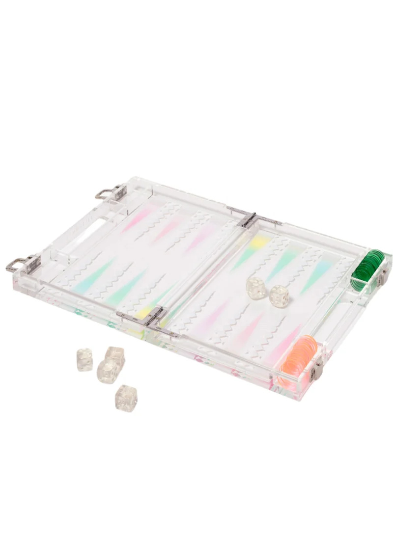 SUNNY LIFE Take Me Anywhere Mini Lucite Backgammon Aurora