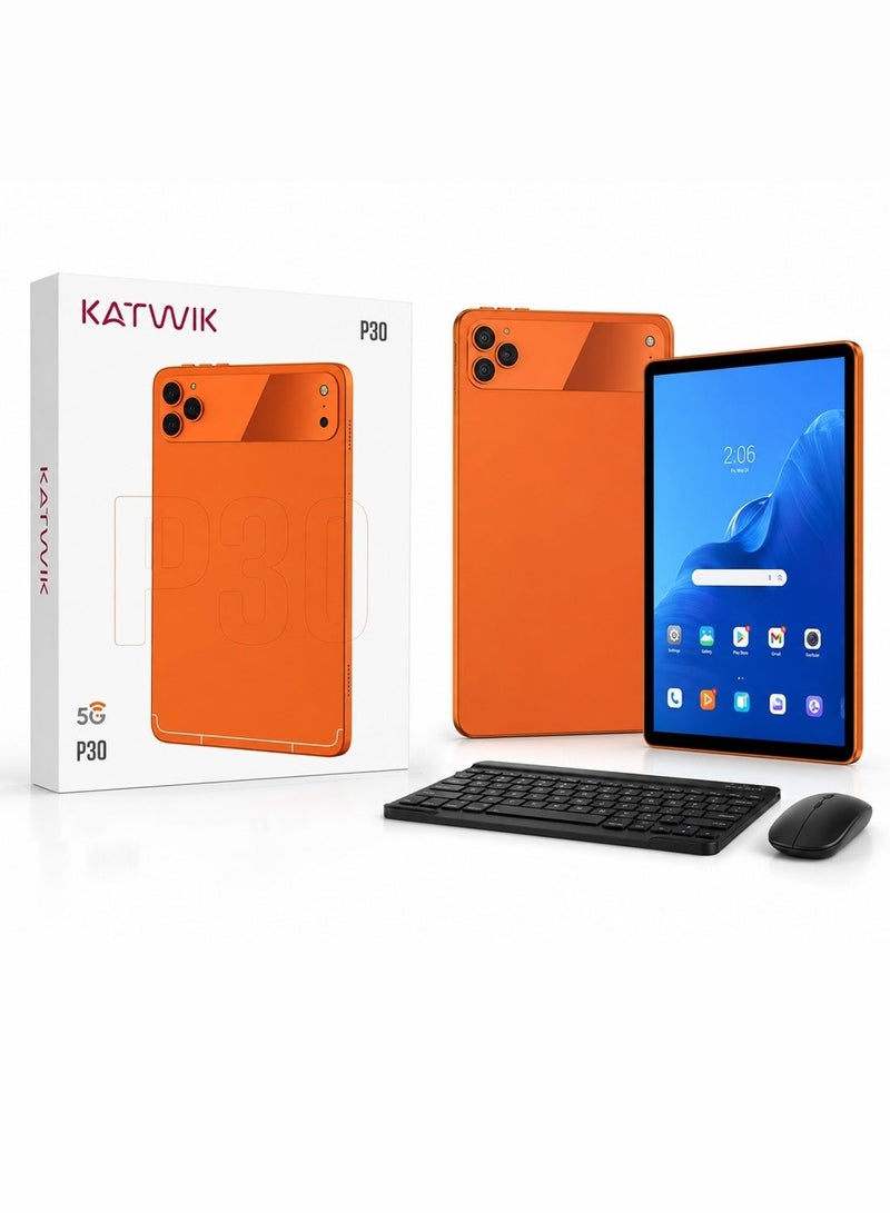 Katwik P30 Kids Smart PC Tablet 10.1" Display, Wireless Keyboard & Mouse, Flip Cover, Stylus Pen and C-Type Charger Tab - Orange - Image 1