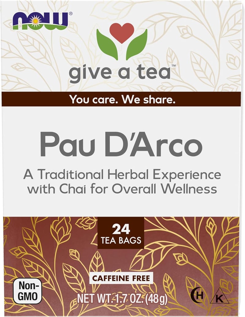 NOW Foods Pau D'Arco Herbal Tea, 24 Bags - Image 1