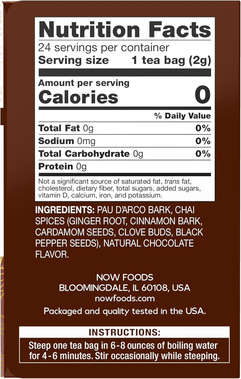 NOW Foods Pau D'Arco Herbal Tea, 24 Bags - Image 2