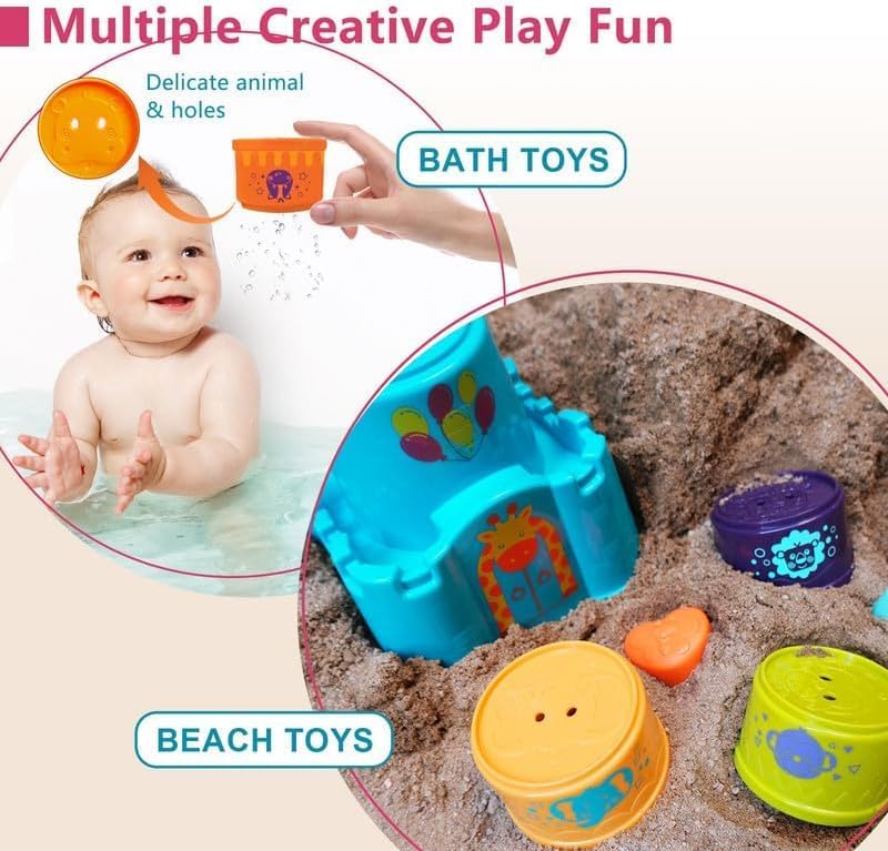 SCIENISH Baby Stacking Toys for Toddler 1-3, Nesting Cup Shape Sorter for Infant 6 to 12-18 Month, Learning Stackable Block, Birthday Gift for Girl Boy 9 Month - Image 5