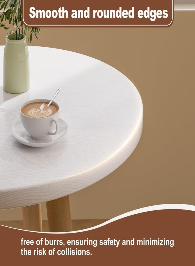 OERGKE Round End Table, Small Side Tables with Lower Shelf, Coffee Table, Bedside Table, Mid Century Modern Nightstand for Living Room, Bedroom, Corners and Office (White) - Image 4